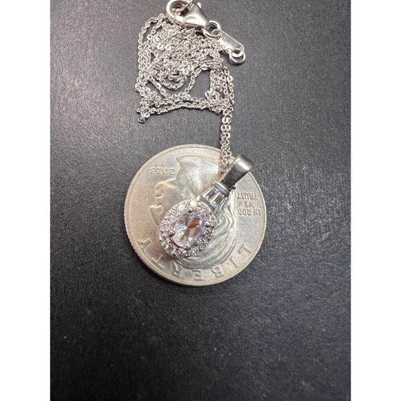 NEW gemmy moonstone and moissanite halo pendant in rhodium over sterling silver - Picture 12 of 12